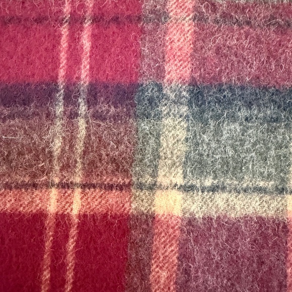 Rong Guan Tartan Wool Scarf – Burgundy & Grey Plaid - Picture 9 of 10